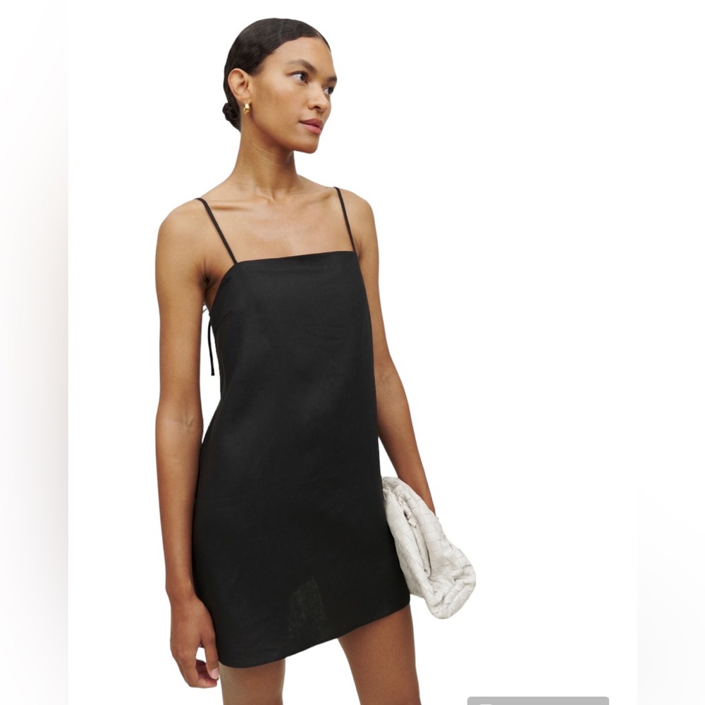 NWT Reformation Aubree Linen Dress Black Size Small